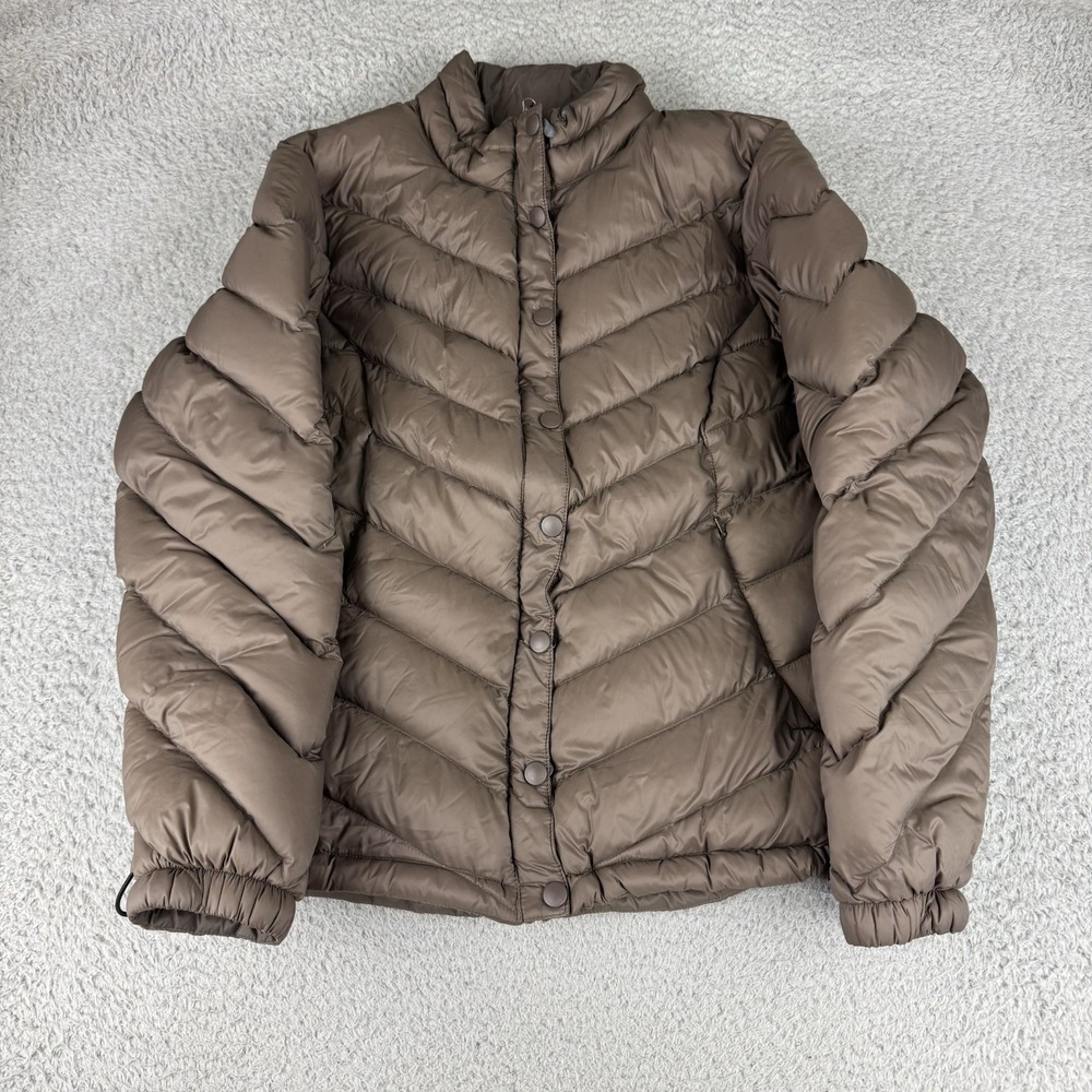 Hi-Tec Natural Down & Feathers Insulated Puffer Jacket Brown Womens Size Medium